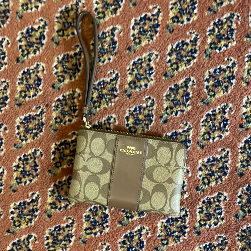 Coach Signature Brown Wristlet